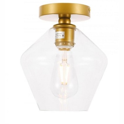 Elegant Lighting Gene 1 light Brass and Clear glass Flush mount