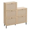 Rattan 5 Door Shoe Rack, Freestanding Modern Shoe Storage Cabinet, for Entryway - 4 of 4
