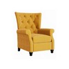 The Canary Mustard Yellow Velvet Recliner Chair, Push-Back, Espresso Wood Frame - 3 of 4