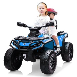 24V 2-Seater Electric Ride-On ATV for Kids, with Leather Seats Safety Belt Bluetooth for Boys and Girls - 1 of 4