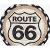 Earth Rugs Large Round Coaster – Route 66 Print in Braided Jute, 7"x7" Rustic Americana Table Accent - 2 of 3
