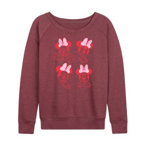 Women's - Disney - Minnie Emotions Lightweight French Terry Wide Neck Long Sleeve Shirt - 1 of 4