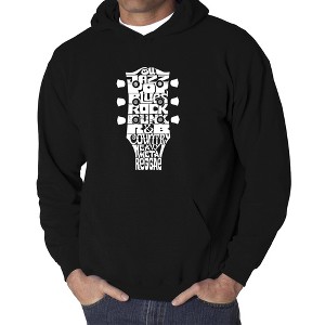 LA Pop Art Men's Word Art Hooded Sweatshirt - Guitar Head Music Genres - 1 of 4