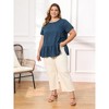 Women's Plus Size Summer Casual Short Sleeve Crew Neck Loose Fit Flowy Babydoll Blouses - GRACE & GRANDEUR - 2 of 4