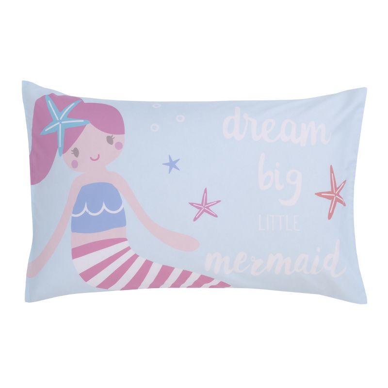 Everything Kids Mermaid Pink and Blue Dream Big Little Mermaid 4 Piece Toddler Bed Set, 5 of 7