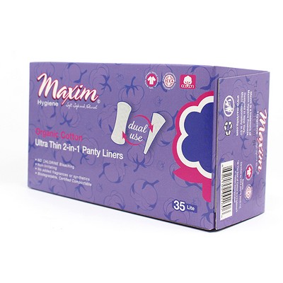 Maxim Organic Cotton Ultra Thin 2-in-1 Panty Liner, Light Absorbency 35Ct CASE OF 12