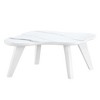 GlasFlength Modern Noval Coffee Tables, Center Table with Sleek Minimalist Design for Living Room Decor, White,35.4”*26.3”*14" - 4 of 4