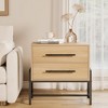 Modern Nightstand with Drawers, Mid-Century Nightstand with 2 Storage Drawers, Light Wood Bedside Table with Metal Legs for Bedroom & Living Room - 2 of 4