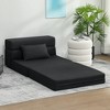 HOMCOM Folding Sofa Bed, Sleeper Chair Bed with Pillow, Modern Linen Convertible Futon Couch, Black - 2 of 4