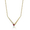 Guili Chic 14K Gold-Plated Emerald CZ Solitaire Chevron Necklace in Green, Blue, Red, or Gold—Elegant, Stylish, and Perfect for Layering. - 2 of 3