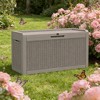 Gulches 60GAL 227L Outdoor Storage Deck Box Light Coffee Rattan Grain Effect Lockable Weatherproof Resin for Patio Garden Backyard - 3 of 4