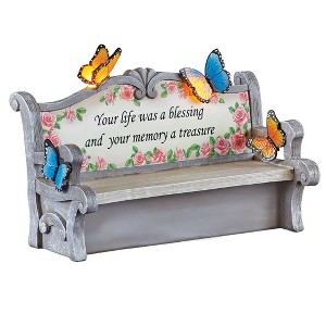 Collections Etc Hand-Painted Solar Powered Butterflies Memorial Bench Gray - 1 of 2