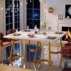Gulches Modern Chic Series Contemporary White & Gold Faux Marble Veneer 48 in Heavy-Duty Metal Frame Base Dining Table Seats 4 - 4 of 4