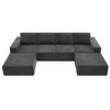 TIRAMISUBEST Modular U Shape Chenille Sectional Double Chaise Lounge with Waist Pillows 6 Seat Upholstered Symmetrical Indoor Furniture 55"/72" - 4 of 4