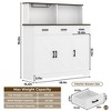 Homhougo Farmhouse Sideboard Buffet Cabinet with Microwave Stand, Barn Doors Buffet Storage Cabinet with Drawers and Shelves White - 2 of 4