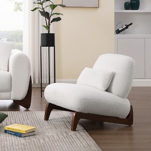 Mid Century Modern Armless Accent Chair with Lamb Wool Fabric, Upholstered Living Room Chairs with Waist Cushion - Morden Fort - 1 of 4