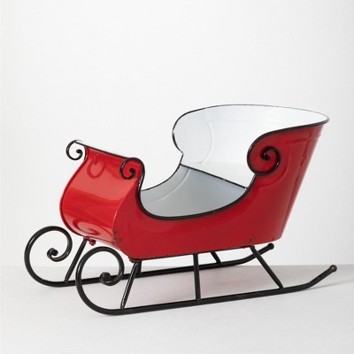 Sullivans Red Metal Sleigh Novelty Sculpture 14"H Red