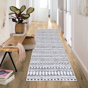 Geometric Rug for Living Room Washable Area Rugs, Non-Slip Bathroom Stain Resistant Floor Carpet - 1 of 4