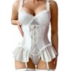 Clotth Women's Elegant Lingerie - Lace Up Push Up Corset Bodysuit with Stocking, Babydoll Lingerie Set - 4 of 4