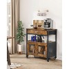 VEVOR Coffee Bar Cabinet, 24 Inch Farmhouse Coffee Bar Cabinet with Storage, Movable Coffee Bar Table with Wheels & Mesh Door, Brown - 3 of 4