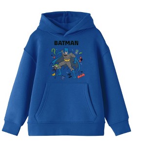 Batman Art Youth Boys Royal Blue Hoodie - 1 of 2