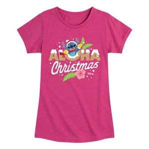 Girls' - Lilo and Stitch - Aloha Christmas Fitted Short Sleeve Graphic T-Shirt - 1 of 4