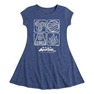 Girls' - Avatar: The Last Airbender - Four Elements Inverse Fit & Flair Cap Sleeve Dress - 1 of 4