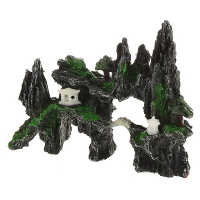 Unique Bargains Aquarium Terrariums Mountain for Fish Tank Landscape Decoration Green Gray 8.46"x2.95"x6.14" 1pcs