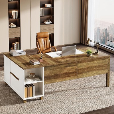 Tribesigns L-Shaped Executive Desk, 78.75" Modern Office Desk with Drawers and File Cabinet