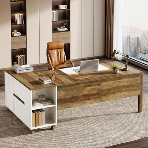 Tribesigns L-Shaped Executive Desk, 78.75" Modern Office Desk with Drawers and File Cabinet - 1 of 4