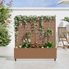 Lirago 4 ft. H x 4 ft. W Metal Planter Box privacy screen Garden Bed with Trellis and Wheels - Brown - 2 of 4