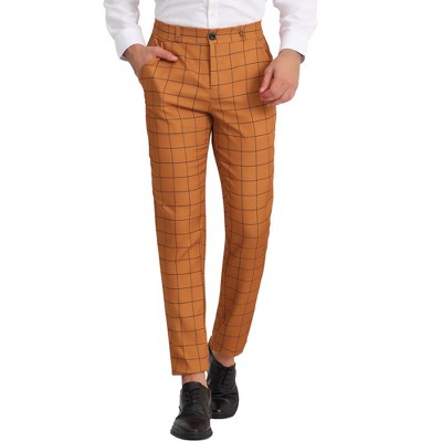 Lars Amadeus Men's Striped Casual Color Block Pants Red Black 28