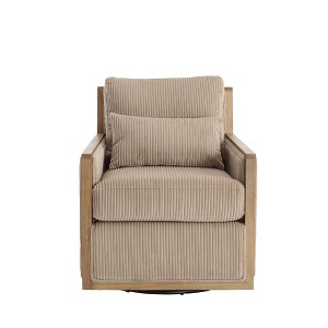 GDFStudio Tim Modern Corduroy Upholstered 360° Swivel Accent Chair with Two Pillows - 1 of 4
