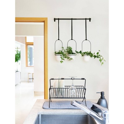Triflora Adjustable White/Black Indoor Hanging Planter