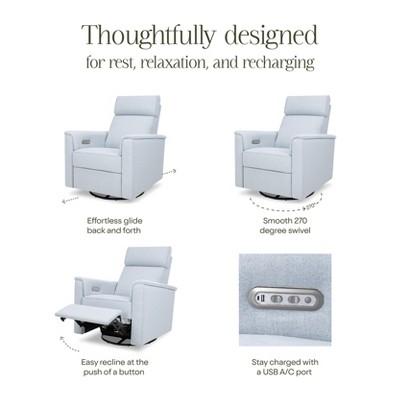 Chambray Eco-Twill Power Recliner with Swivel and Glider