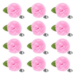 Unique Bargains Handmade Flower Brooch Boutonnieres Lapel Pin with Butterfly Buckle for Men Suits 12 Pcs - 1 of 4
