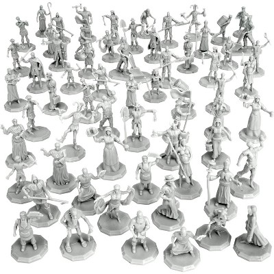 Monster Townsfolk Mini Fantasy Figures Set- 64 NPC Miniatures - 1" Hex Nobility, Merchants, Peasant and More - Great Gift Idea