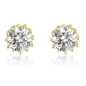 Crown Stud Earrings for Women 8mm Round Cz Sterling Silver Ginger Lyne Collection - 1 of 4