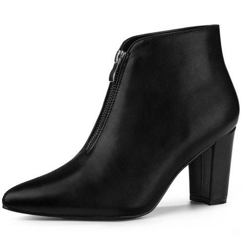 black block heel ankle boots leather