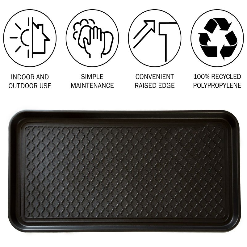 Large All-Weather Indoor/Outdoor Boot Tray - Weather-Resistant Plastic Shoe Mat with Raised Edge for Entryways, Decks, and Patios by Stalwart (Black), 3 of 8
