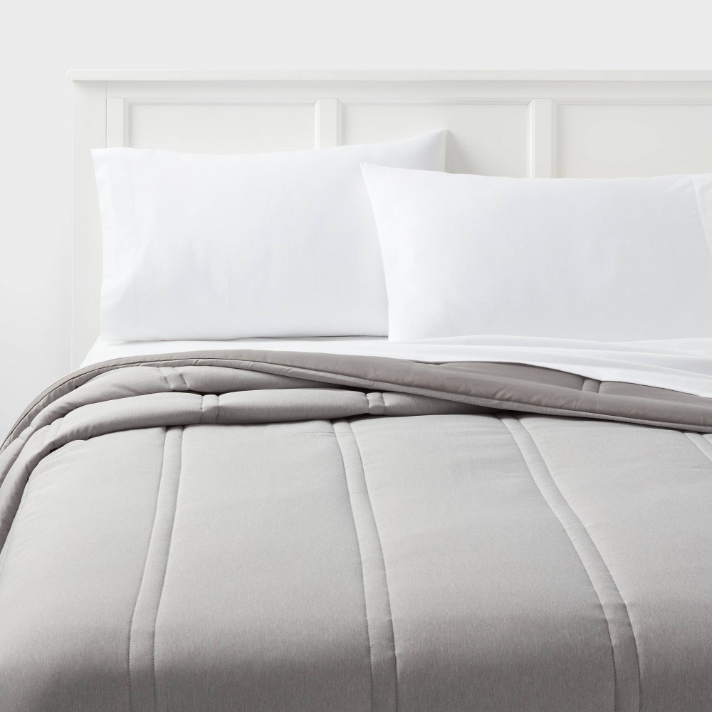 Photos - Bed Linen Full/Queen Lofty Microfiber Comforter Dark Gray Heather - Room Essentials™