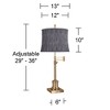 360 Lighting Westbury 36" Tall Skinny Large Traditional End Table Lamp Swing Arm Gold Antique Brass Finish Single Kensing Gray Shade Living Room - 4 of 4