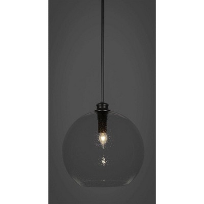 Kimbro Matte Black 20" Indoor/Outdoor Nickel-Glass Pendant Light