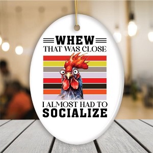 Quirky Antisocial Rooster Ceramic Ornament, Cute and Funny Christmas Gift| OrnamentallyYou - 1 of 4