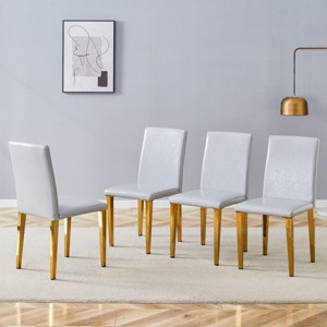 Set Of 4 PU Leather Upholstered Dining Chairs,Accent Chair With Metal Legs,Modern Armless Side Chairs For Kitchen or Dining Room-Coolbibila - 1 of 4
