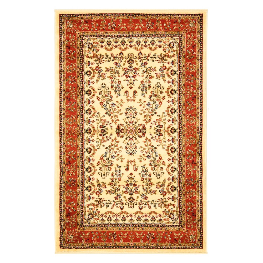 3'3inX5'3in Floral Loomed Accent Rug Ivory/Rust - Safavieh