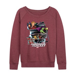 Women's - Marvel - Guardians of the Galaxy Panels Lightweight French Terry Wide Neck Long Sleeve Shirt - 1 of 4