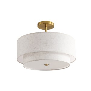 15" Modern Ceiling Light, Fabric Upholstered, Flush-Mount Fixture for Living Room,Bedroom Dining Room,Stylish Energy-Saving Design,(Bulb Not Included) - 1 of 4