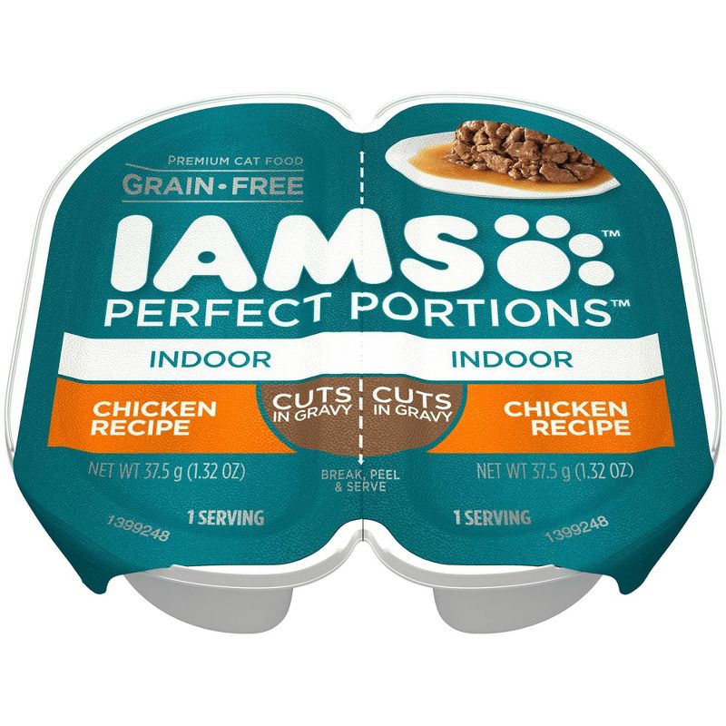 IAMS Perfect Portions Grain Free Chicken Cuts In Gravy Premium Adult Wet Cat Food Indoor - 2.6oz, 6 of 10