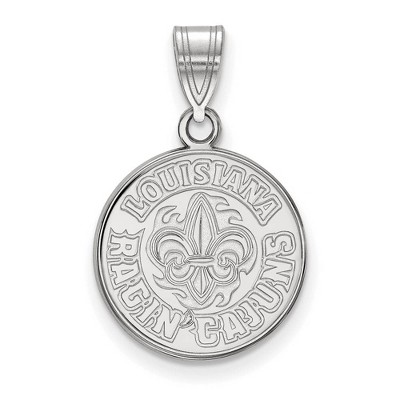Black Bow Jewelry 14k White Gold Louisiana Lafayette Ragin' Cajuns NCAA Medium Pendant